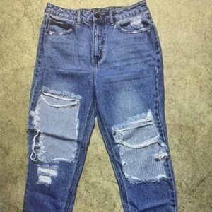 Fashion Nova Ripped Blue Skinny Jeans